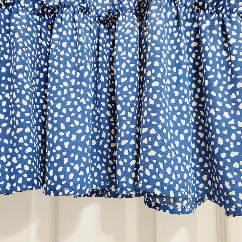 Moon River Women's Blue Dot Midi Tiered Dress sz XSmall - Picture 9 of 9